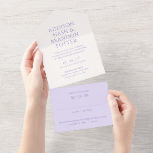 Addison Purple Classic Elegant Wedding All In One Invitation