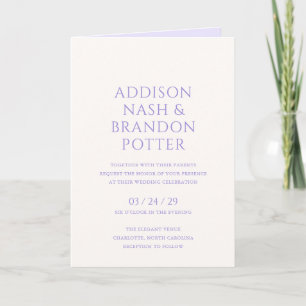 Addison Purple Classic Elegant Wedding Invitation