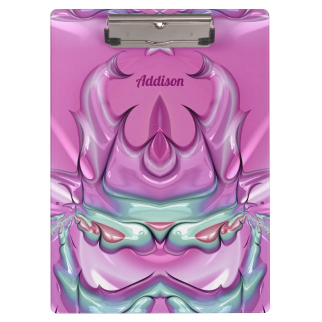 ADDISON ~WOW! STRANGE! Pink Gray White and Cerise  Clipboard (Front)