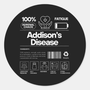 Addisons Disease Awareness Adrenal Chaos Illness Classic Round Sticker