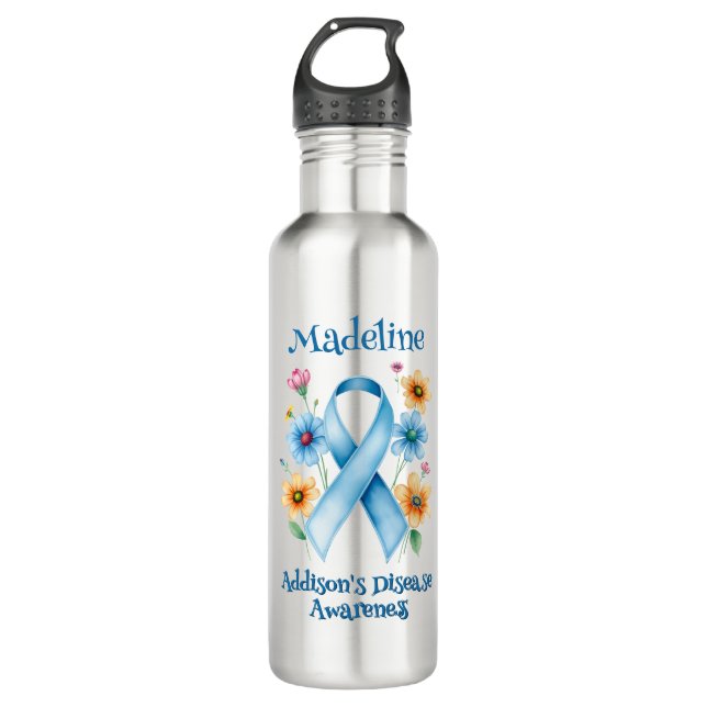 Addison's Disease Awareness | Blue Ribbon 710 Ml Water Bottle (Front)