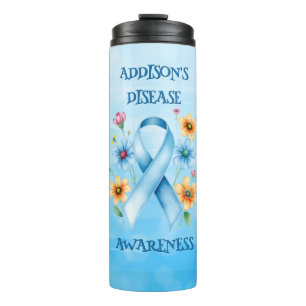 Addison's Disease Awareness   Blue Ribbon Thermal Tumbler
