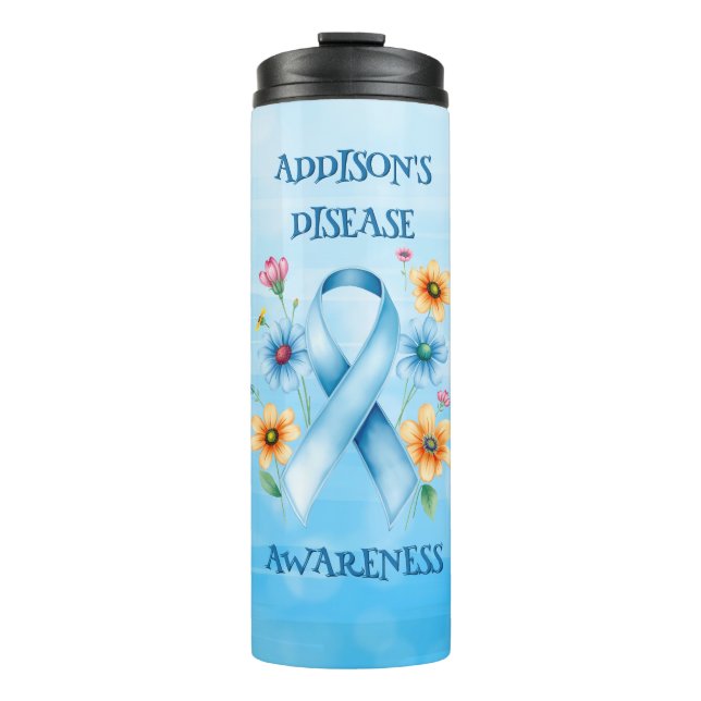 Addison's Disease Awareness | Blue Ribbon Thermal Tumbler (Front)