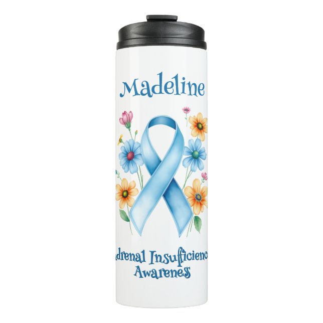 Addison's Disease Awareness | Blue Ribbon Thermal Tumbler (Front)