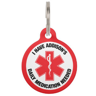 Addison's Disease Medical Alert Daily Meds Needed Pet Tag