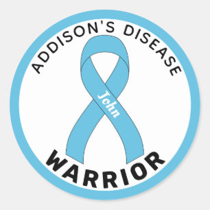Addison's Disease Warrior Ribbon White Classic Round Sticker