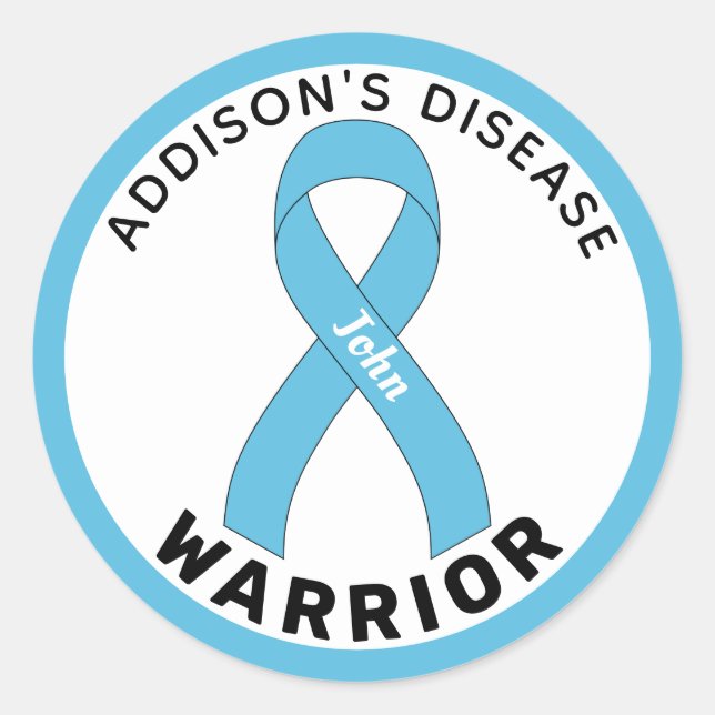 Addison's Disease Warrior Ribbon White Classic Round Sticker (Front)