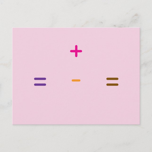 Addition, subtraction symbols postcard (Front)