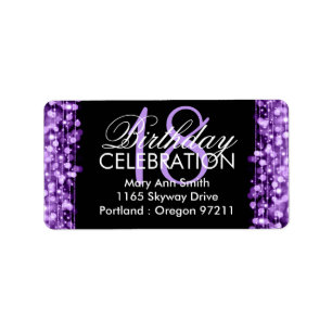 Address 18th Birthday Party Sparkles Purple Label