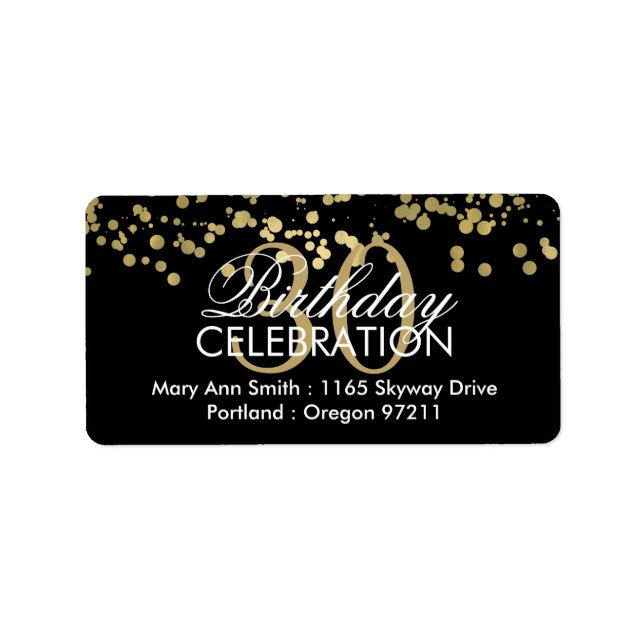 Address 30th Birthday Gold Foil Confetti Label (Front)