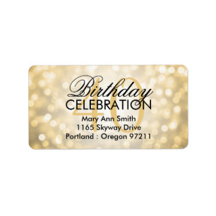 Address 40th Birthday Party Gold Glitter Lights Label