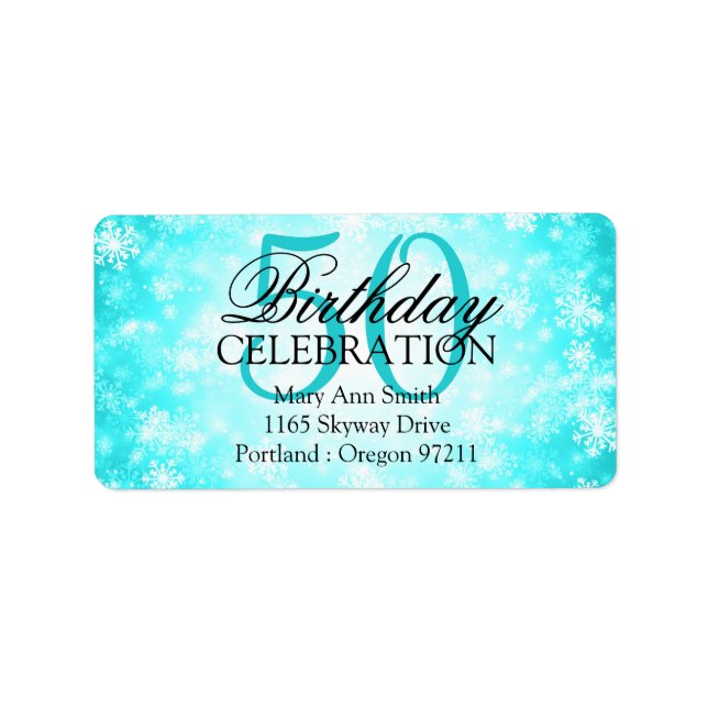 Address 50th Turquoise Winter Wonderland Label (Front)