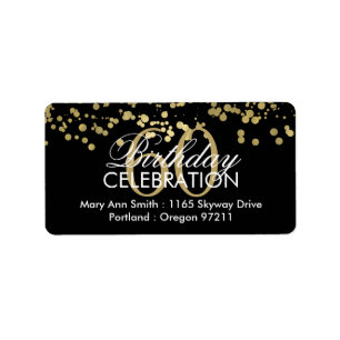 Address 60th Birthday Gold Foil Confetti Label