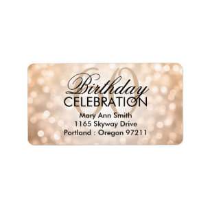 Address 60th Birthday Party Copper Glitter Lights Label
