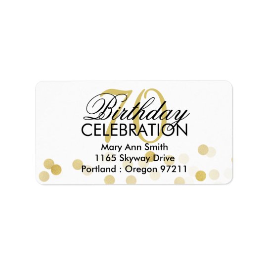 Address 70th Birthday Gold Foil Glitter Lights Address Label