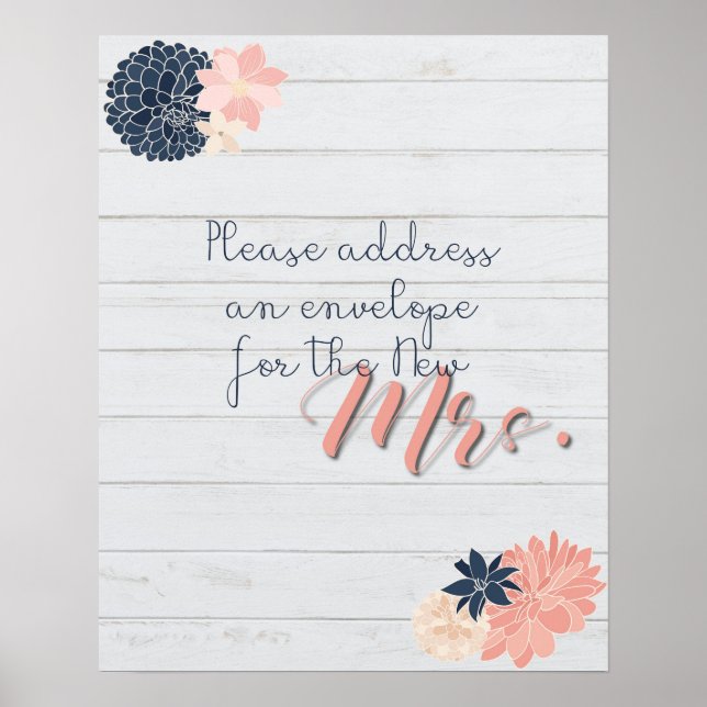 Address and Envelope Sign Blush and Navy Bridal (Front)