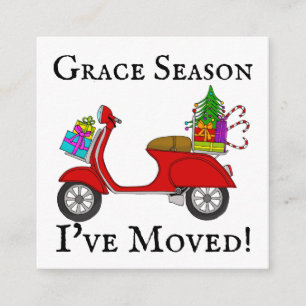 Address Announcement, Christmas scooter and gifts Enclosure Card