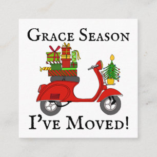 Address Announcement, Christmas scooter and gifts Enclosure Card