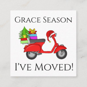 Address Announcement, Christmas scooter and gifts Enclosure Card