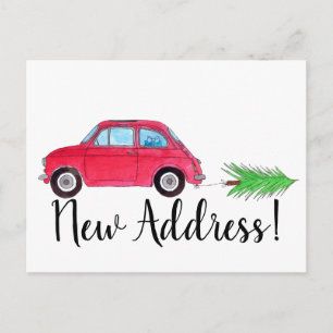 Address Announcement Fiat 500 Christmas tree Postcard