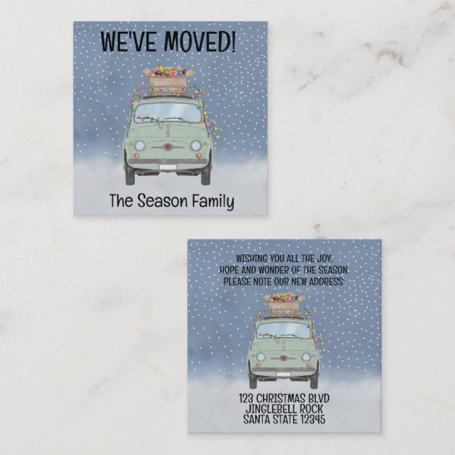 Address Announcement Fiat 500 with Christmas light (Front/Back)