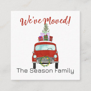 Address Announcement Red Car with Christmas Gifts