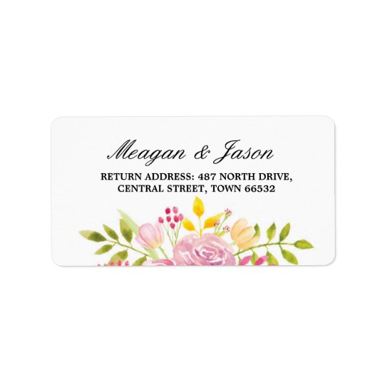 Address Floral Labels Pink Flower Stickers Wedding