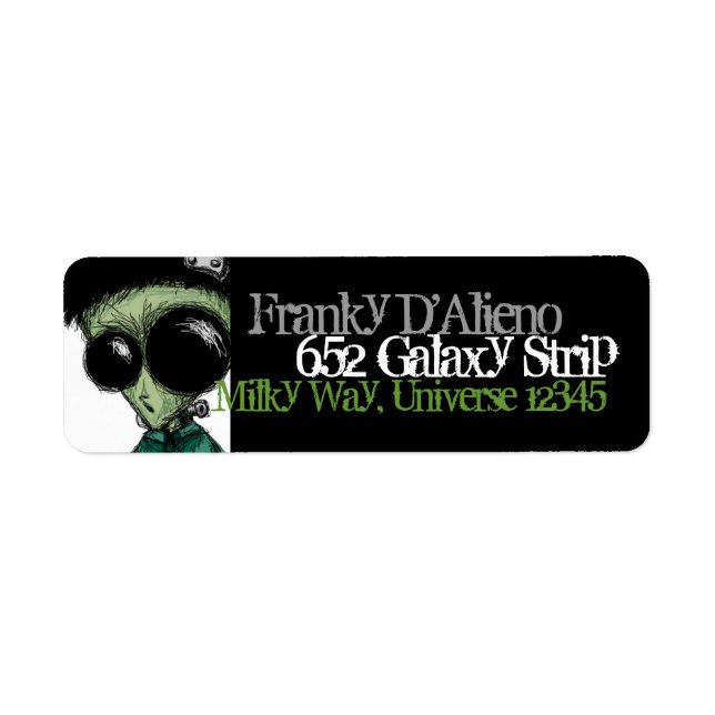 Address Label Alien Frankenstein Black Olive Green (Front)