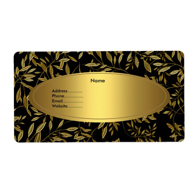 Address Label Black Gold Floral (Front)