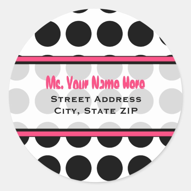 Address Label - Black Polka Dot (Front)