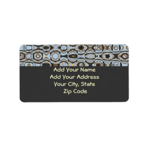 Address Label, blue & brown abstract design Label
