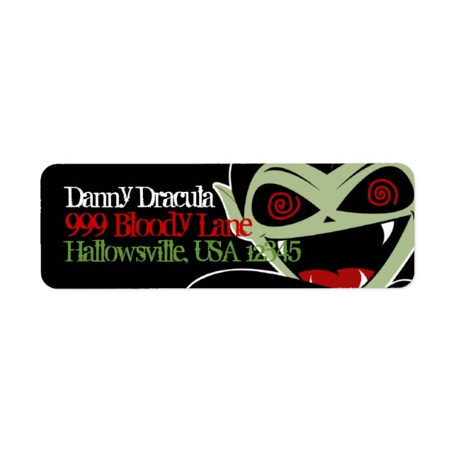 Address Label Dracula Vampire Black Halloween Fun (Front)