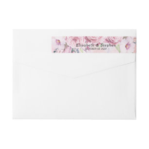 Address Label Elegant Watercolor Floral & Feathers
