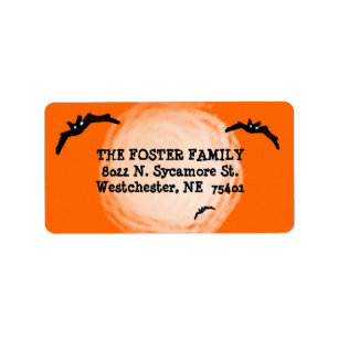 Address Label - Halloween Bats under the Moon