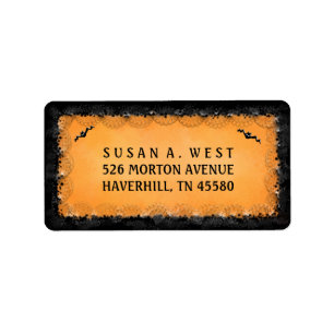 Address Label - Halloween Orange with Black Border
