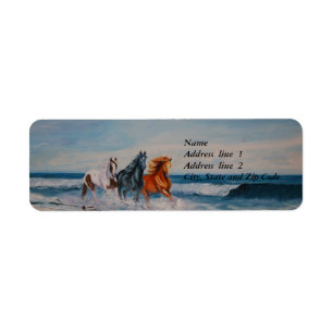 Address Label, Horses in the surf