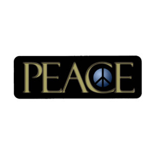 Address Label Peace Sign, Black, Customise