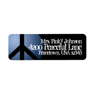 Address Label Peace Sign, Blue, Black, Customise