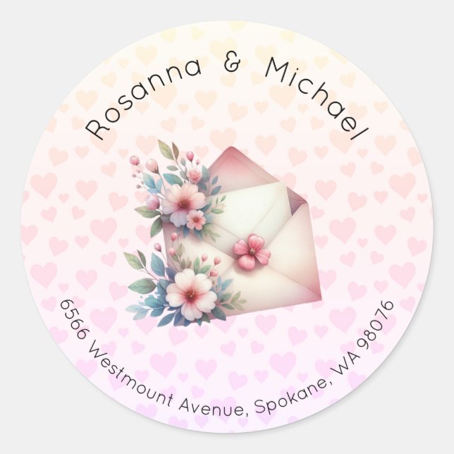 Address Label, Round Address Label, Envelope Mail Classic Round Sticker (Front)