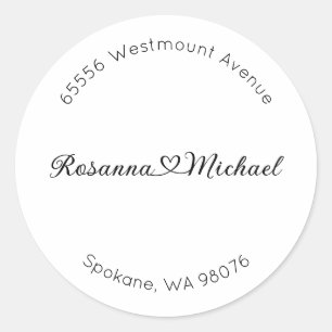 Address Label, Round Address Label, Heart Names  Classic Round Sticker