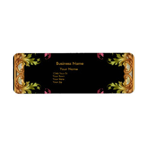 Address Label Vintage Retro black gold pink Floral