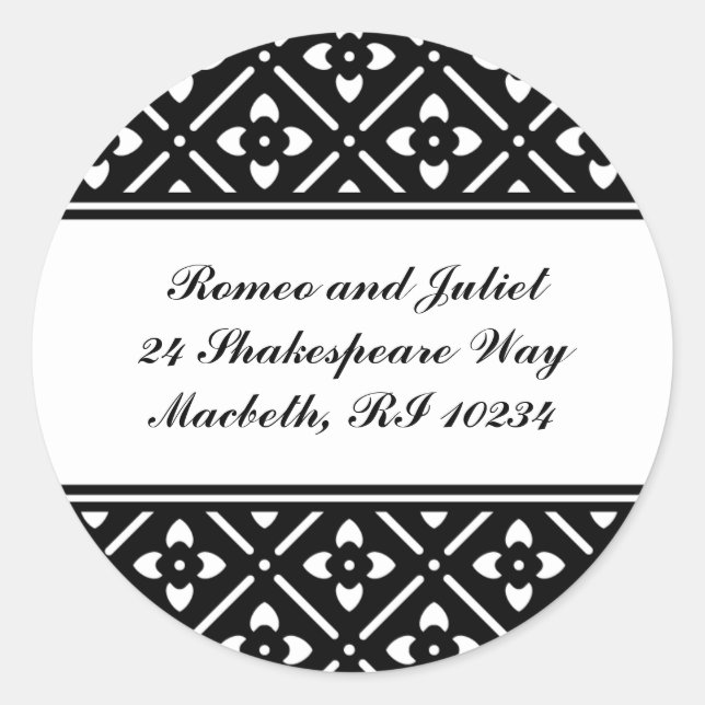Address Label with Lotus Square Pattern (Front)