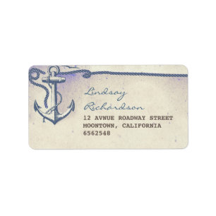 address label with nautical anchor