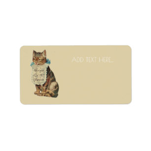 ADDRESS LABEL WITH VINTAGE CAT
