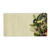 Address Label Yellow Song Bird Cage Floral