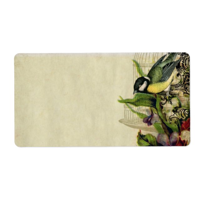 Address Label Yellow Song Bird Cage Floral (Front)