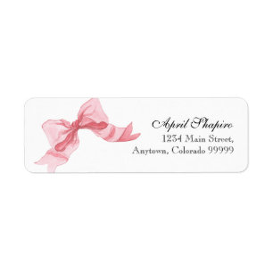 Address Labels - Baby Shower Ribbon Bow Pink Girl