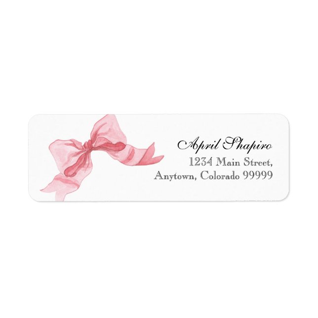 Address Labels - Baby Shower Ribbon Bow Pink Girl (Front)