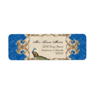 Address Labels - Blue Vintage Peacock & Etchings