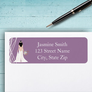 Address labels Boho Black Hair Bride Pearls